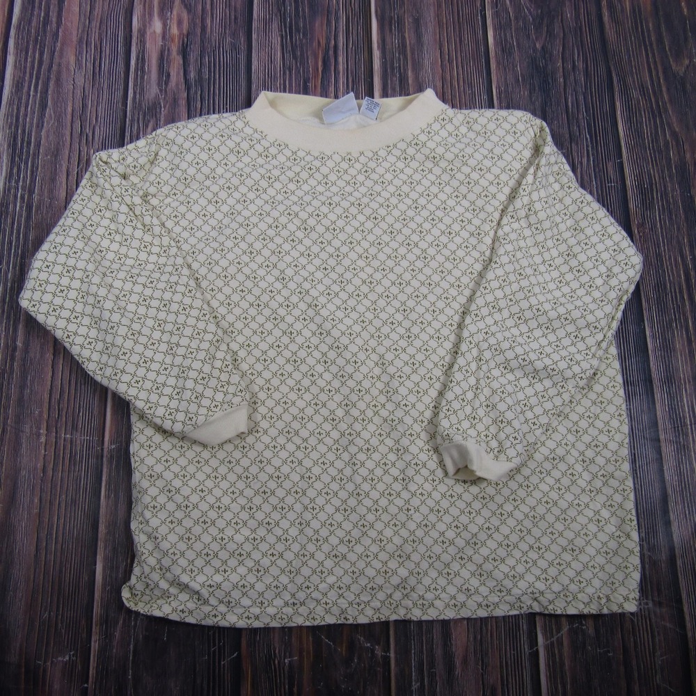 Express Vintage Womens Size 2 White Mock Neck Geometric Knit Pullover Sweater